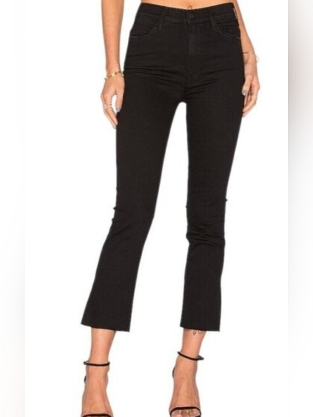 Mother Hustler Ankle Fray Black Not Guilty Wash Jeans Size 29